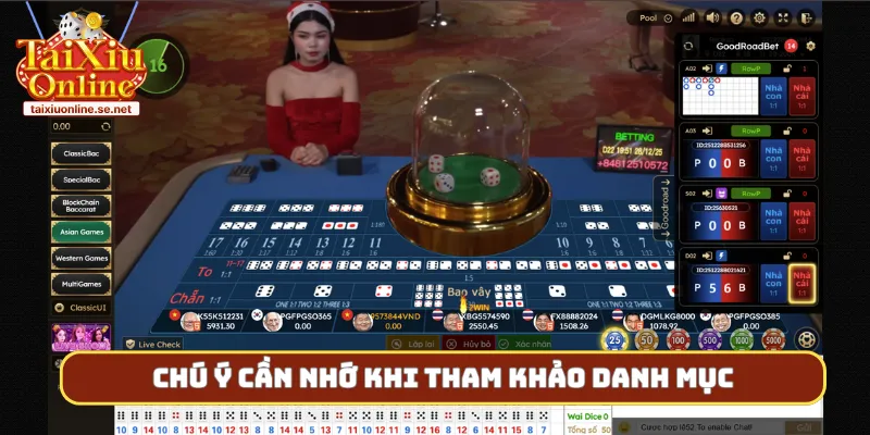 Chú ý cần nhớ khi tham khảo danh mục